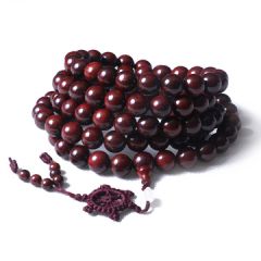 祥龙玉缘 时尚饰品 手串 108颗1.2紫檀佛珠长串