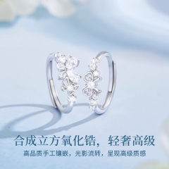 蝴蝶结闺蜜对戒纯银戒指女小众设计轻奢高级感2025新款爆款银饰