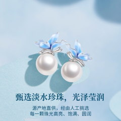 淡水珍珠耳钉纯银女蝴蝶耳饰新款爆款高级感七夕礼物送女朋友